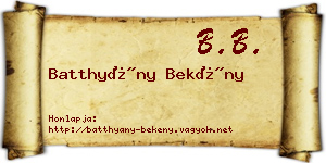 Batthyány Bekény névjegykártya